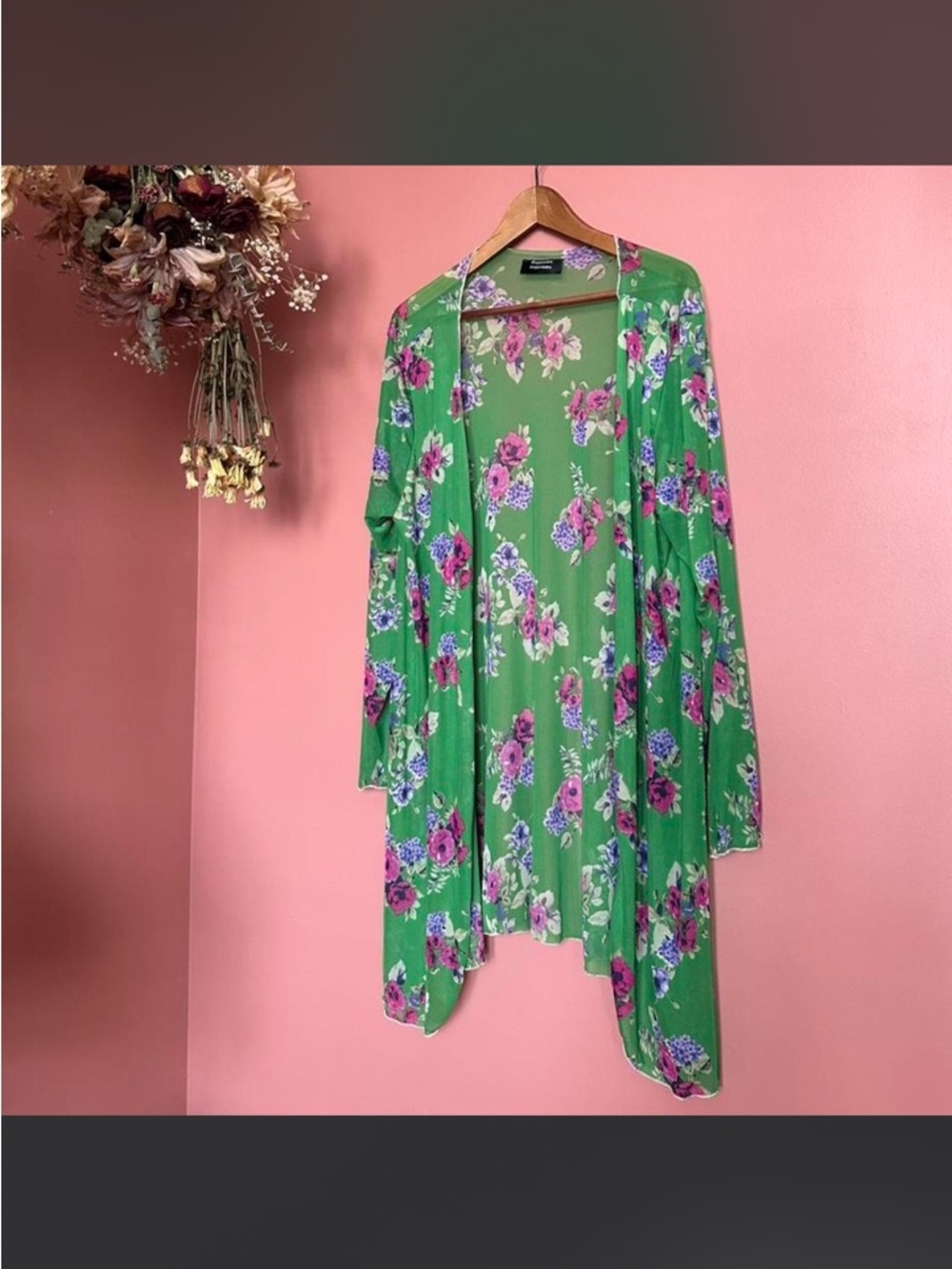 Promises Promises green floral mesh cardigan